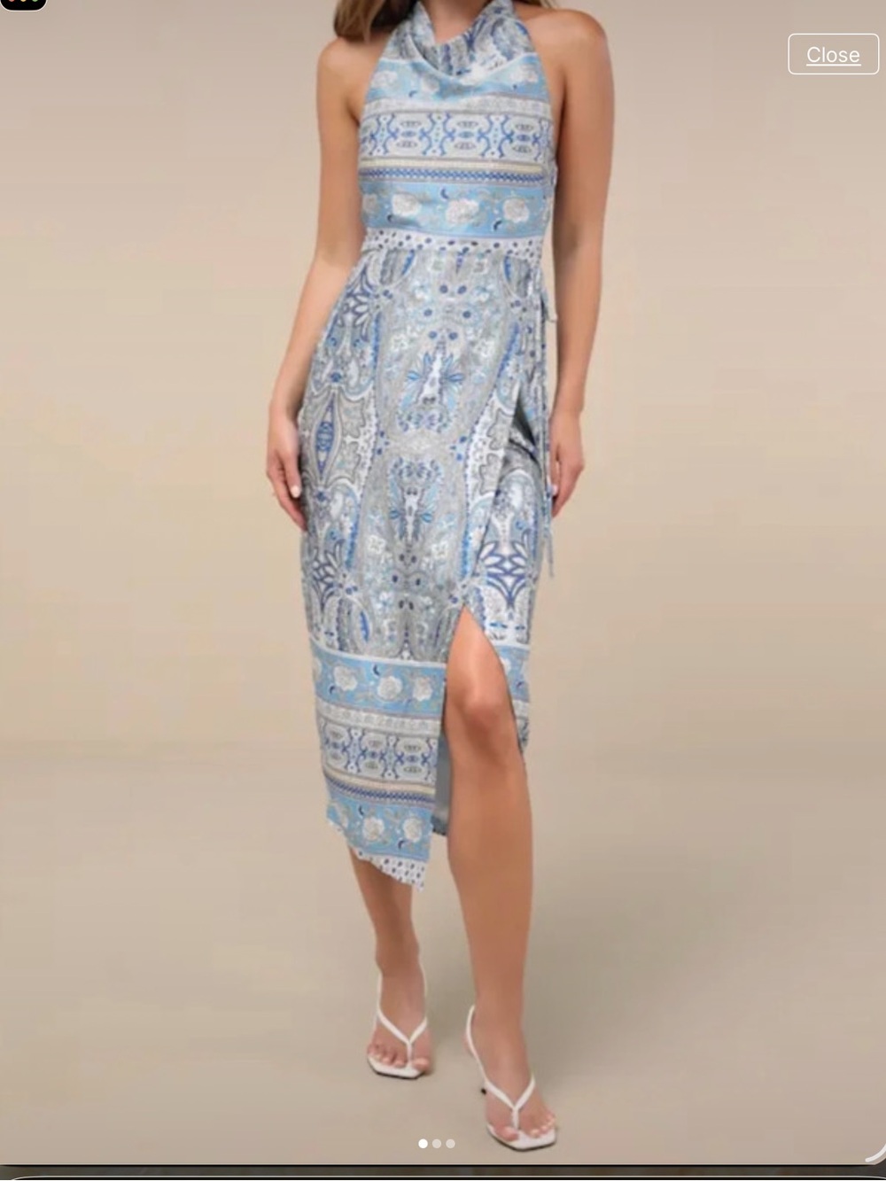 NWT Lulus Blue Paisley Halter Midi Dress L